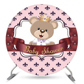 Lofaris Pink Teddy Bear Girl Baby Shower Round Backdrop